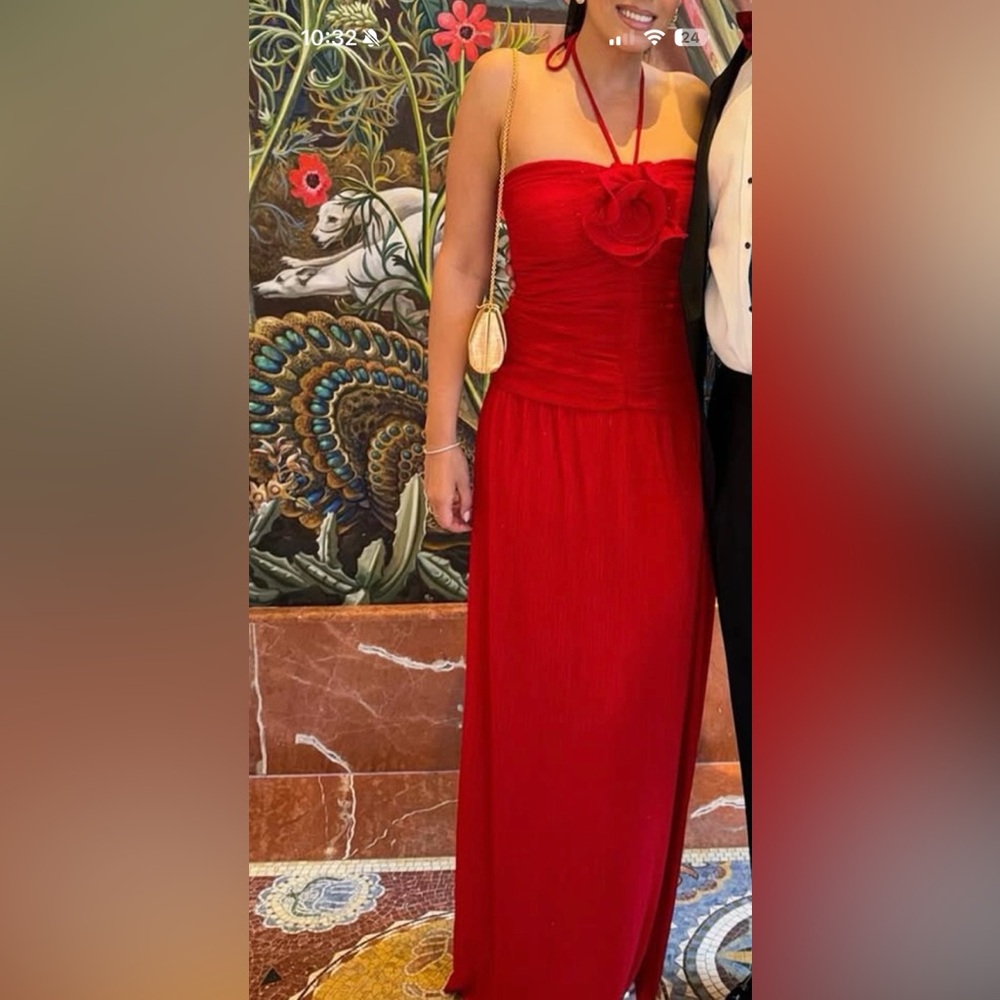 Rebecca Vallance Strapless Red Gown